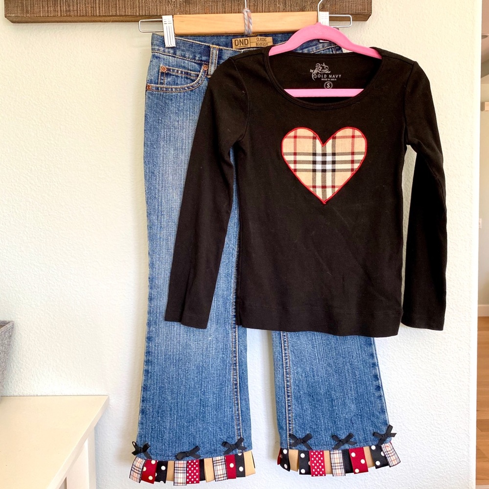 Custom Girls Nova Check Heart Top & Jeans Outfit